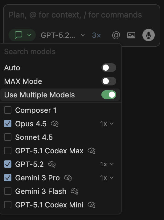 Cursor multi-model worktrees