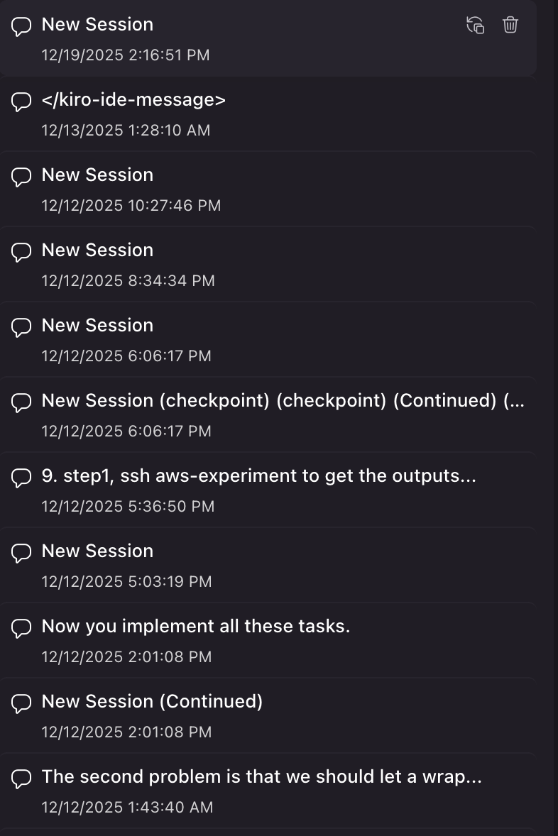 Kiro conversation splitting
