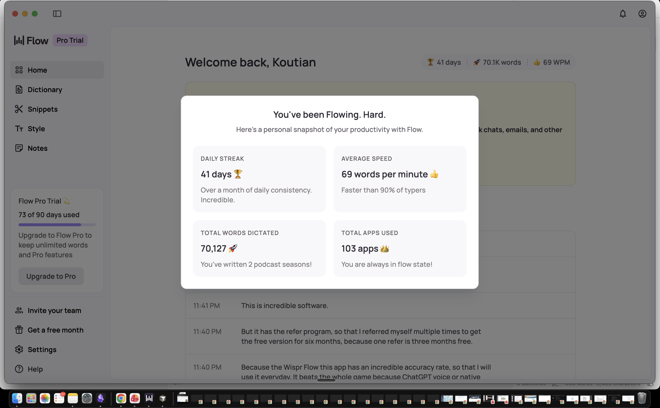 Wispr Flow Usage Stats